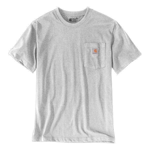 T-shirt de travail manches courtes poche Carhartt vue de face gris clair chine