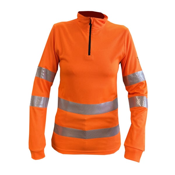 T-shirt de travail haute visibilité manches longues Classe 2 EN 20471 Francital vue de face femme