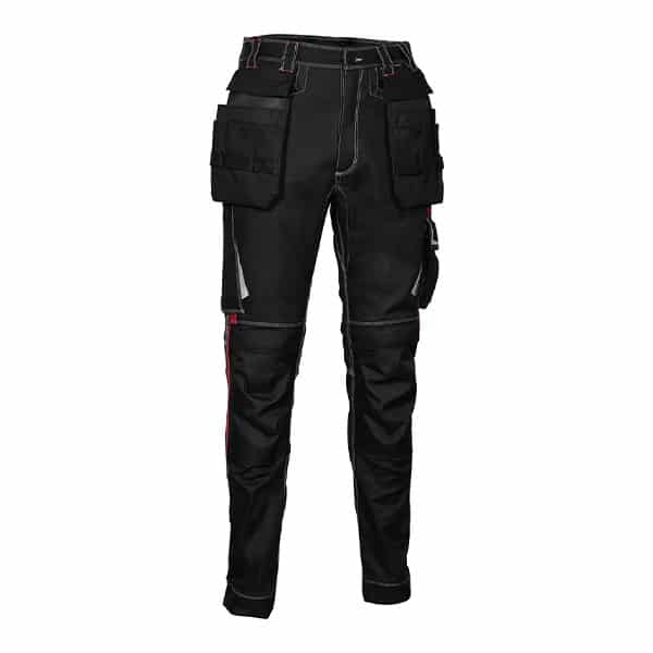 Pantalon de travail Gondomar Cofra bleu vue de face noir rouge