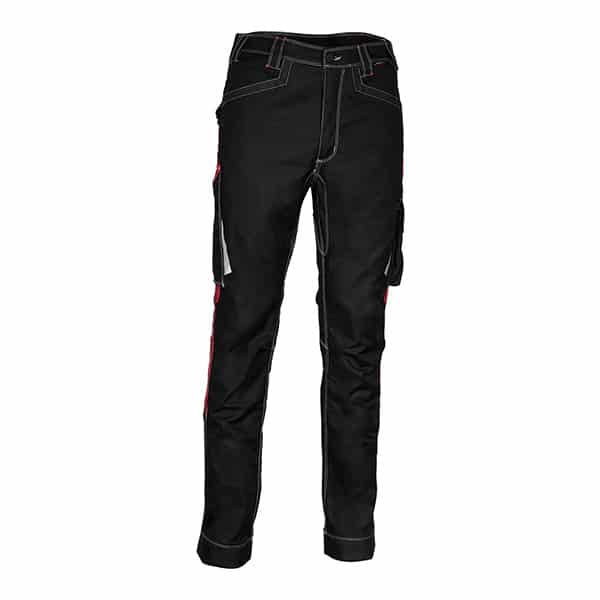 Pantalon de travail anti-abrasion Montijo Cofra vue de face noir rouge