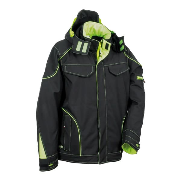 Softshell de travail avec zip YKK® Tecka Cofra vue de face noir vert