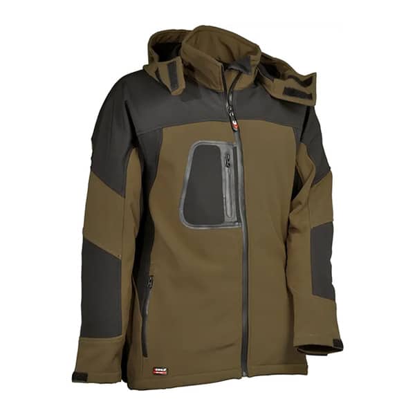 Softshell de travail coupe-vent Sweden Cofra vue de face marron noir