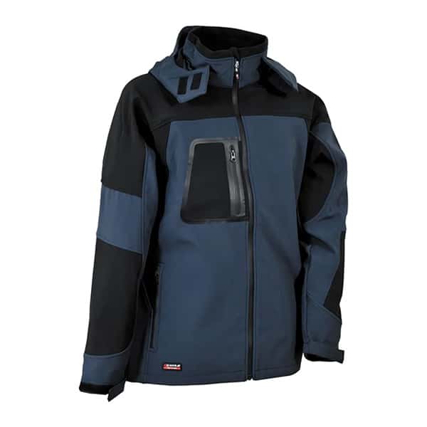 Softshell de travail coupe-vent Sweden Cofra vue de face noir bleu marine