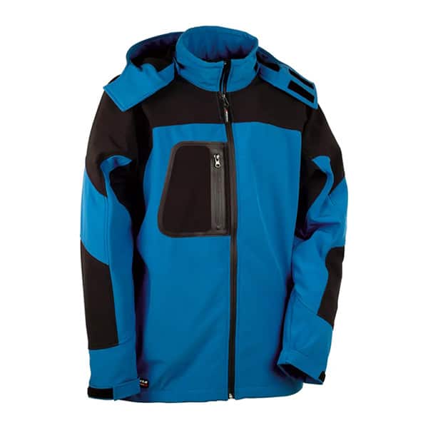 Softshell de travail coupe-vent Sweden Cofra vue de face noir bleu roi