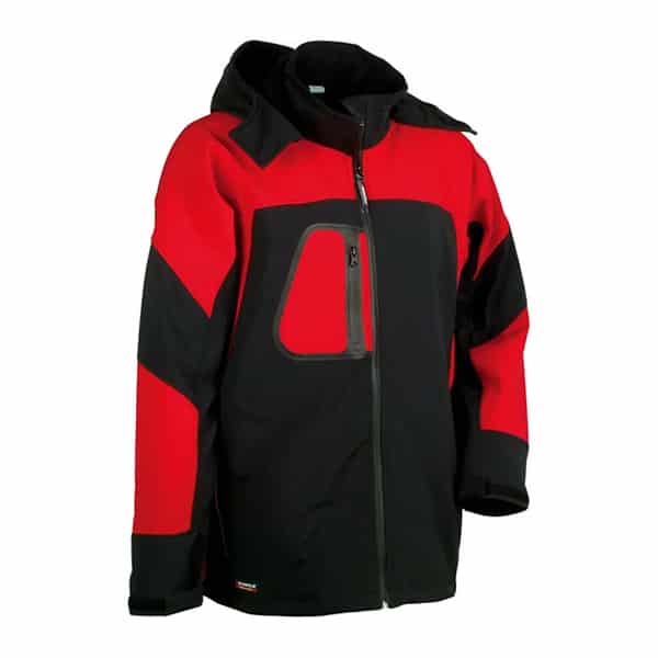 Softshell de travail coupe-vent Sweden Cofra vue de face noir rouge