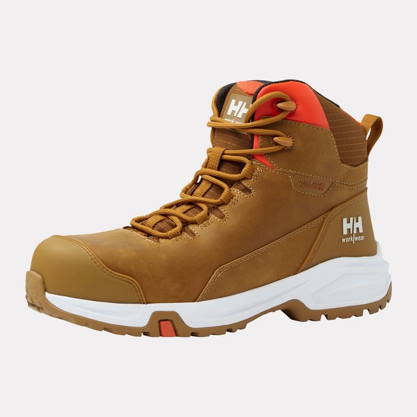 Bottes de sécurité mi-montantes Manchester LTR S7S HT Helly Hansen Vue trois-quarts Marron clair