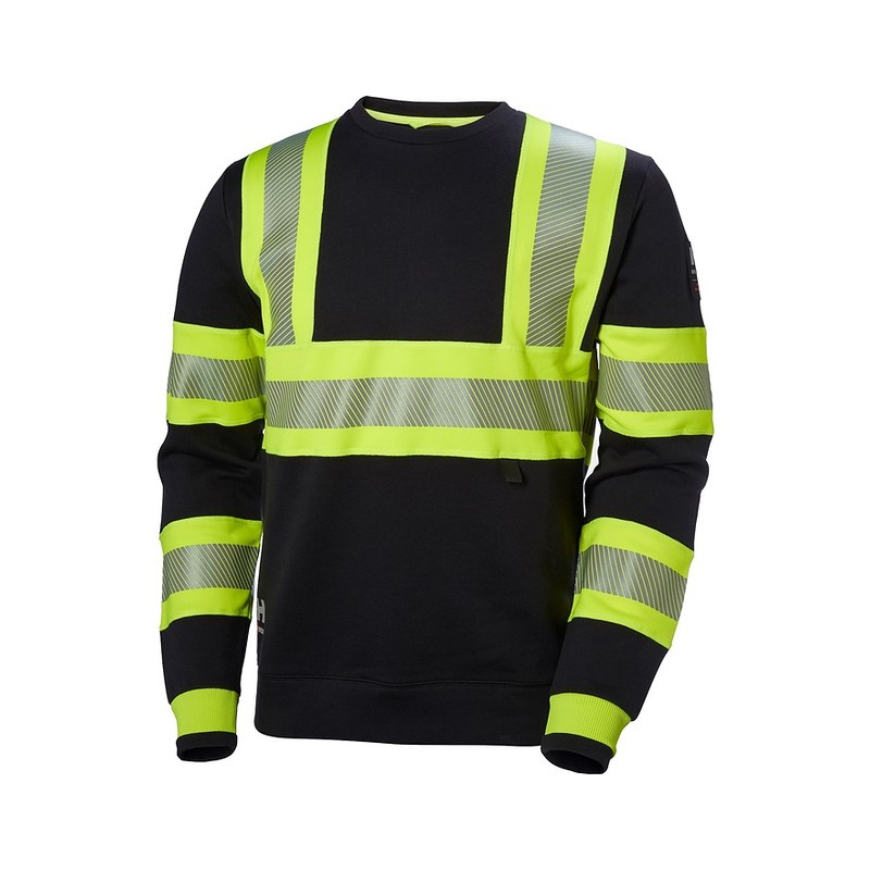 Sweat col rond haute visibilité ICU Helly Hansen Jaune fluo / ébène – vue de face