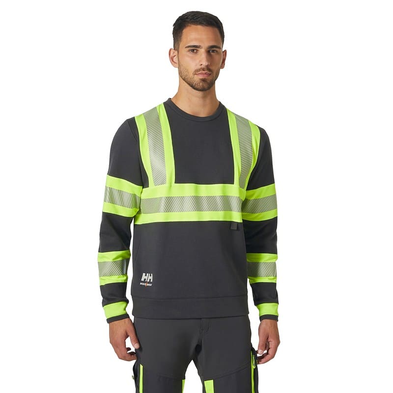 Sweat col rond haute visibilité ICU Helly Hansen Jaune fluo / ébène – vue portée 1