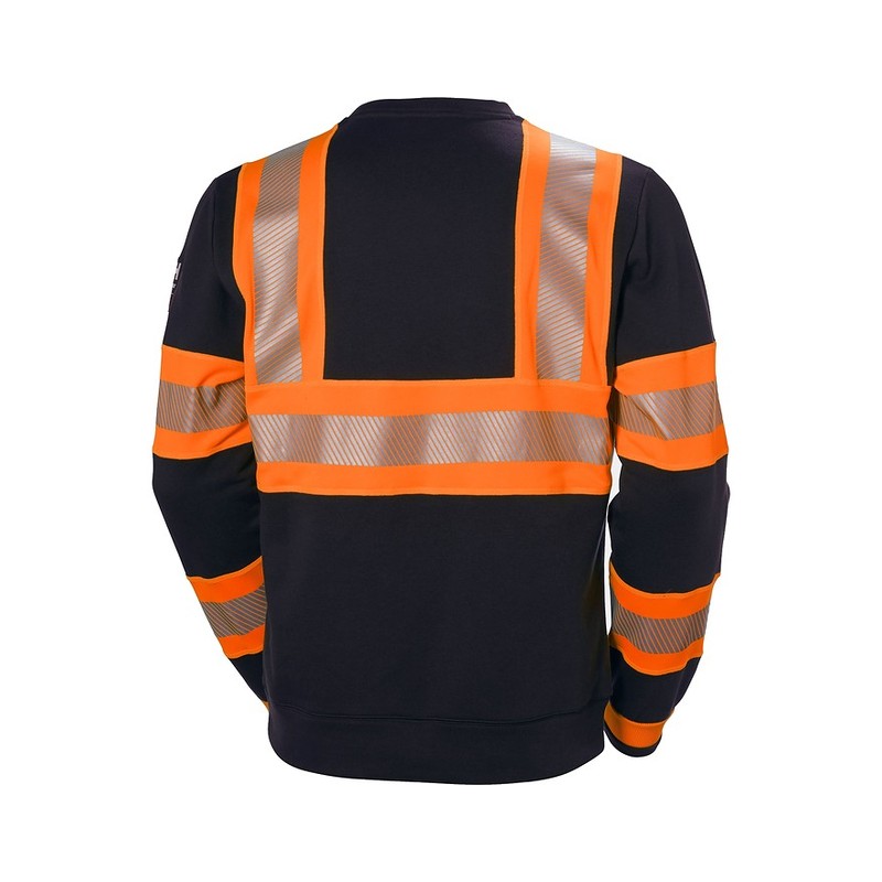 Sweat col rond haute visibilité ICU Helly Hansen Orange fluo / ébène – vue de dos