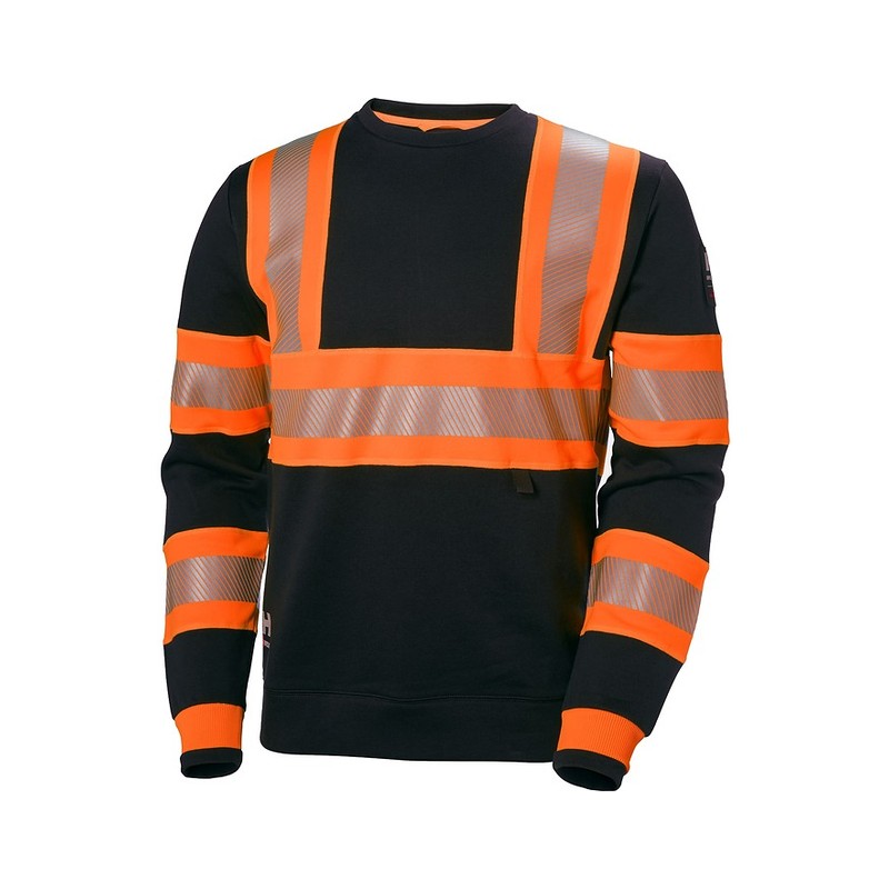 Sweat col rond haute visibilité ICU Helly Hansen Orange fluo / ébène – vue de face
