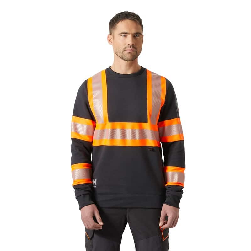 Sweat col rond haute visibilité ICU Helly Hansen Orange fluo / ébène – vue portée 1
