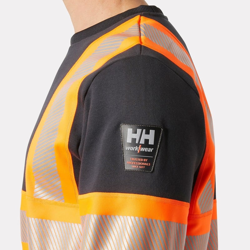 Sweat col rond haute visibilité ICU Helly Hansen Orange fluo / ébène – détail 1