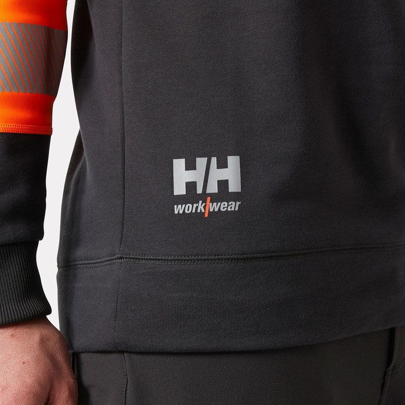 Sweat col rond haute visibilité ICU Helly Hansen Orange fluo / ébène – détail 2