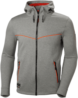 Sweat à capuche zippé Chelsea Evolution Helly Hansen vu de face gris foncé
