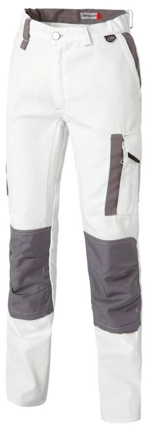 Pantalon de travail Genouillères White & Pro Molinel vue de coté avant blanc