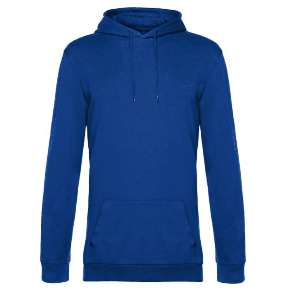 Sweat à capuche homme B&C vue de face bleu