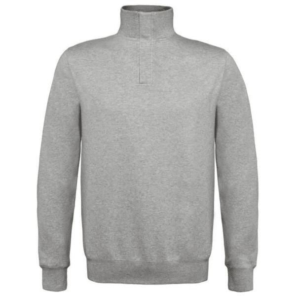 Sweat col zippé ID 004 B&C vue de face gris