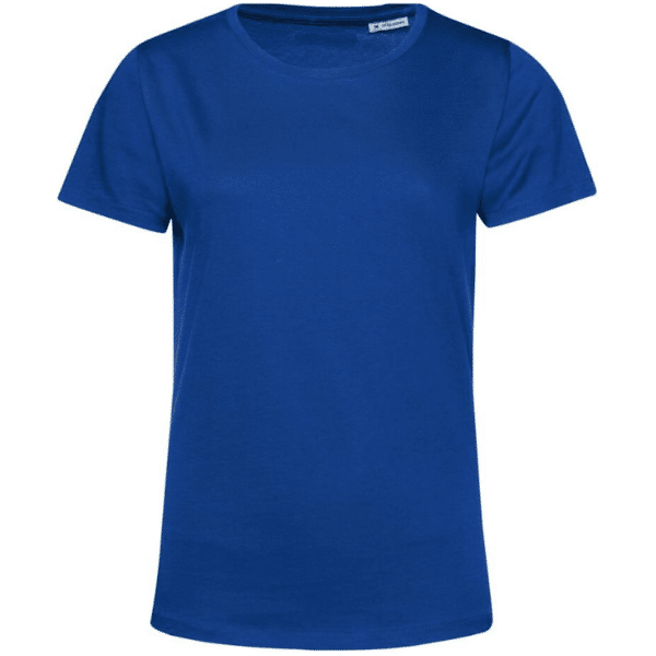 T-shirt femme col rond organique B&C vue de face bleu