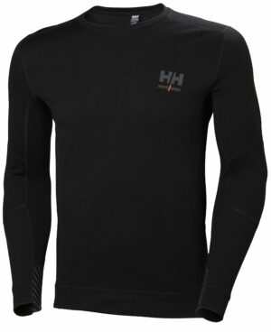 Sous vêtement thermique Lifa Merino col rond - Helly Hansen vue face noir