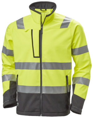 Softshell haute visibilité Alna 2.0 Helly Hansen JAUNE FLUO / ÉBÈNE vue de face