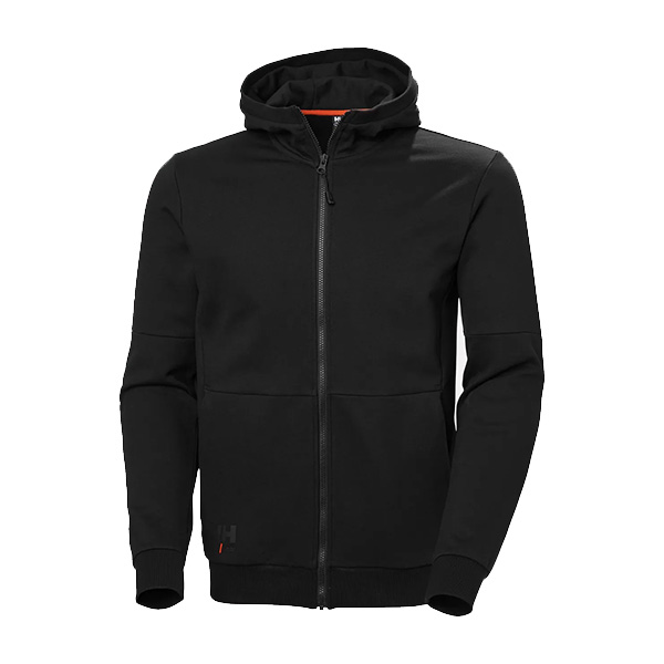 Sweat de travail à capuche à fermeture éclair Evo Helly Hansen vue de face noir