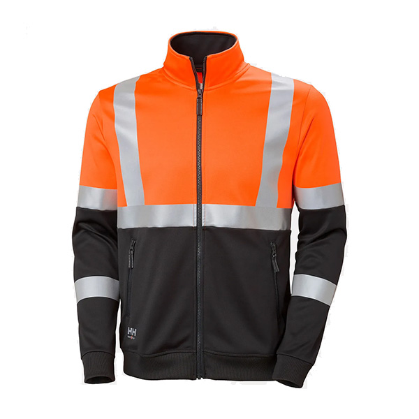 Sweatshirt de travail zippé haute visibilité Addvis Classe 1 Helly Hansen vue de face orange ebene
