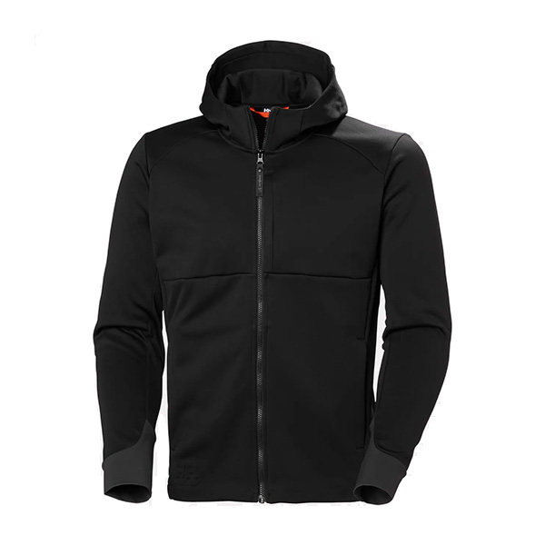 Veste de travail Intermédiaire à capuche Tech Helly Hansen vue de face noir