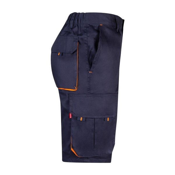 Bermuda de travail multipoches bicolore Velilla bleu marine orange vue de côté droit