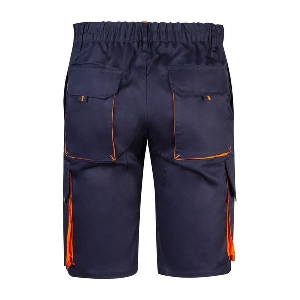 Bermuda de travail multipoches bicolore Velilla bleu marine orange vue de dos