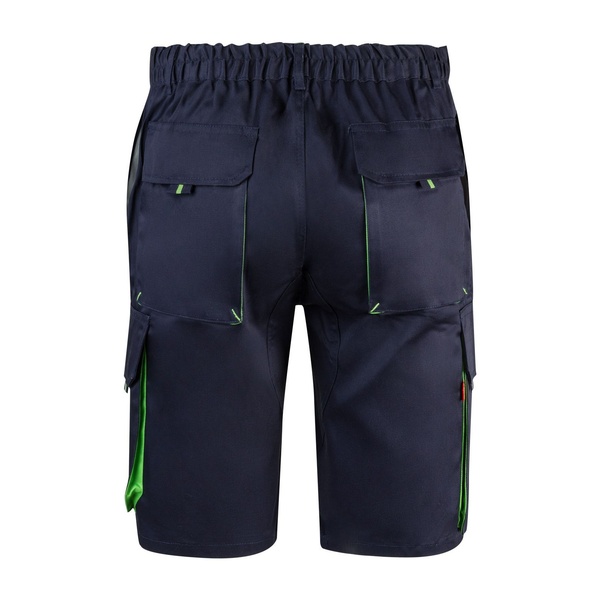 Bermuda de travail multipoches bicolore Velilla bleu marine vert vue de dos