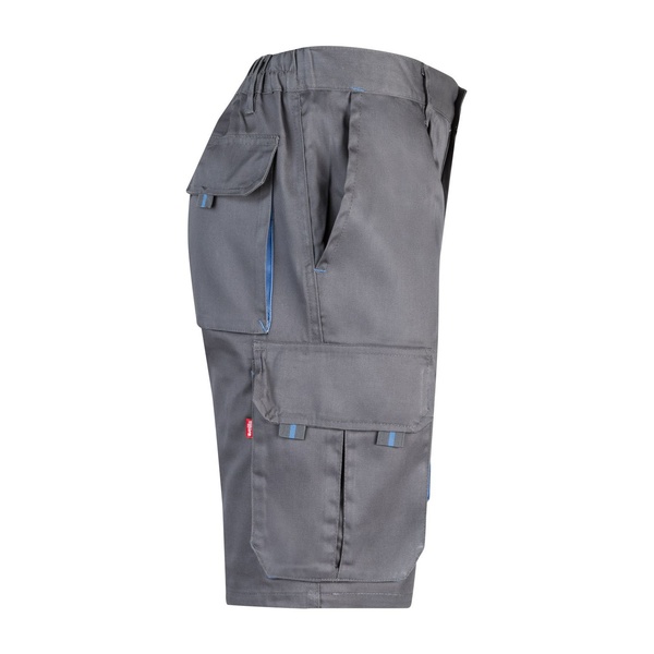 Bermuda de travail multipoches bicolore Velilla gris bleu vue de côté droit