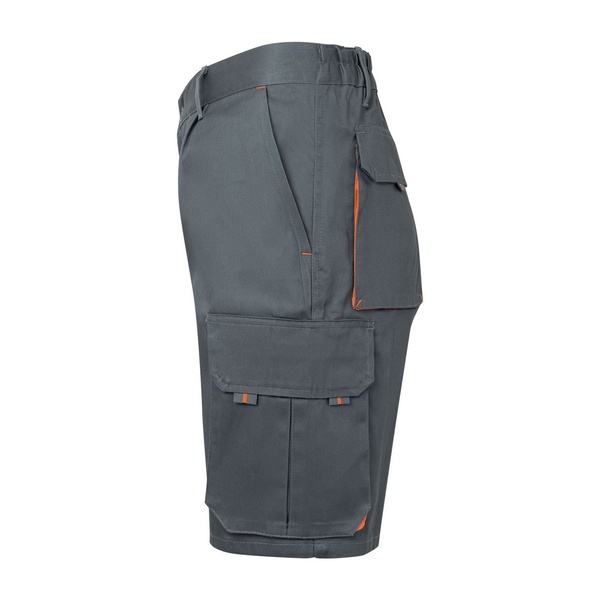 Bermuda de travail multipoches bicolore Velilla gris orange vue de côté gauche