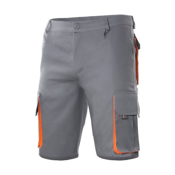 Bermuda de travail multipoches bicolore Velilla gris orange vue de face