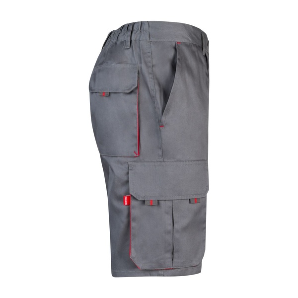 Bermuda de travail multipoches bicolore Velilla gris rouge vue de côté droit