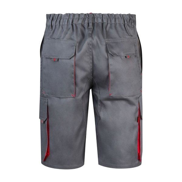 Bermuda de travail multipoches bicolore Velilla gris rouge vue de dos