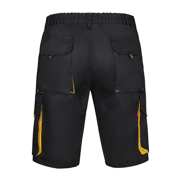 Bermuda de travail multipoches bicolore Velilla noir jaune vue de dos