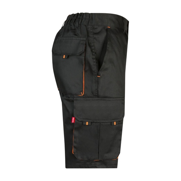 Bermuda de travail multipoches bicolore Velilla noir orange vue de côté droit