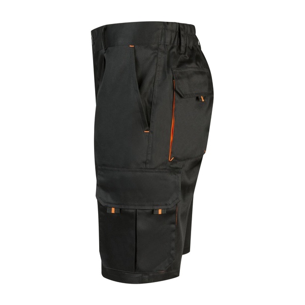 Bermuda de travail multipoches bicolore Velilla noir orange vue de côté gauche