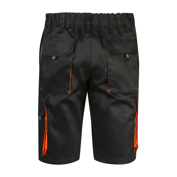 Bermuda de travail multipoches bicolore Velilla noir orange vue de dos