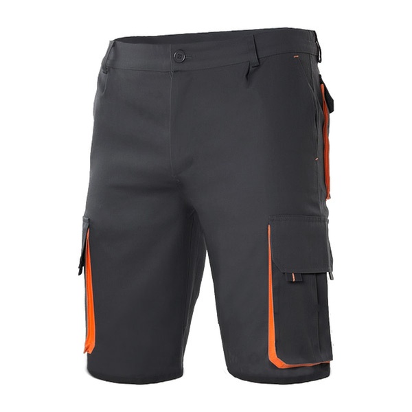 Bermuda de travail multipoches bicolore Velilla noir orange vue de face