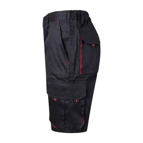 Bermuda de travail multipoches bicolore Velilla noir rouge vue de côté gauche