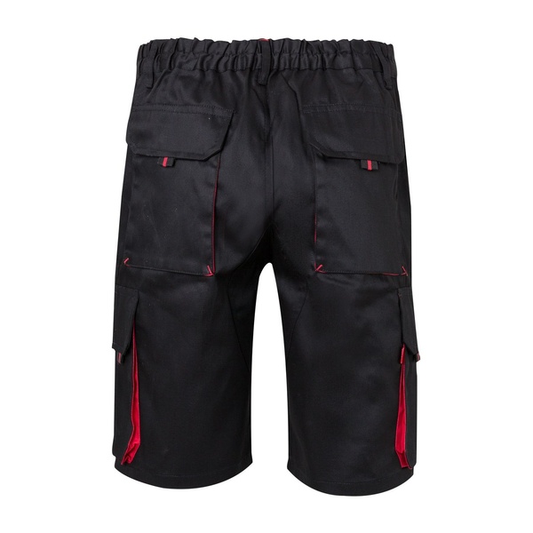 Bermuda de travail multipoches bicolore Velilla noir rouge vue de dos
