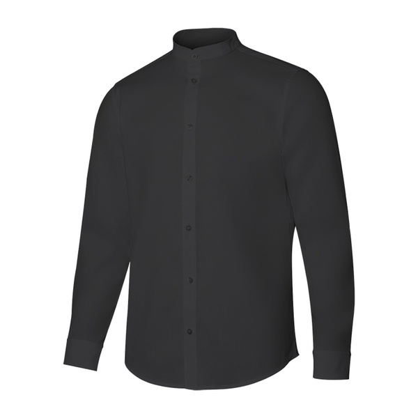 Chemise de travail homme col mao Velilla noir vue de face
