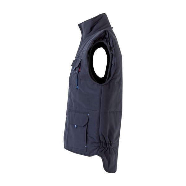 Gilet de travail matelassé bicolore multipoches Velilla bleu marine bleu clair vue de côté gauche