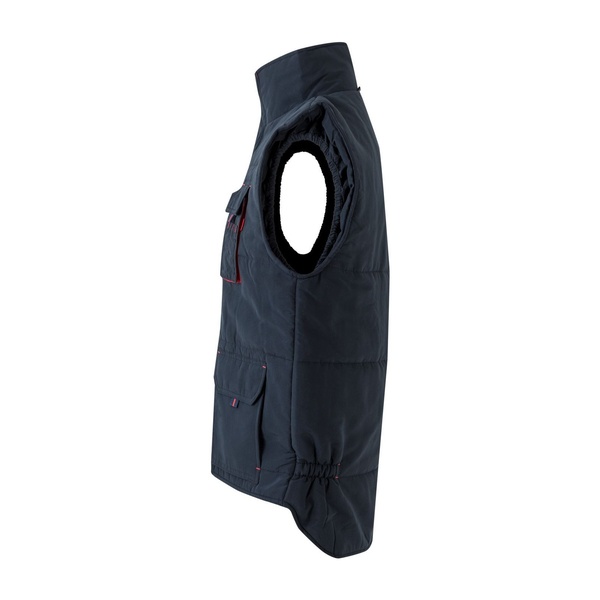 Gilet de travail matelassé bicolore multipoches Velilla bleu marine rouge vue de côté gauche