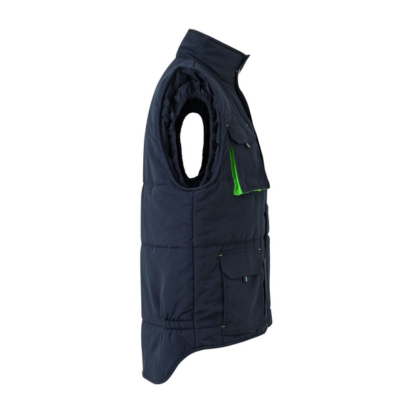 Gilet de travail matelassé bicolore multipoches Velilla bleu marine vert vue de côté droit