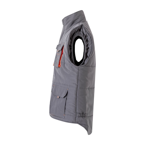 Gilet de travail matelassé bicolore multipoches Velilla gris orange vue de côté gauche