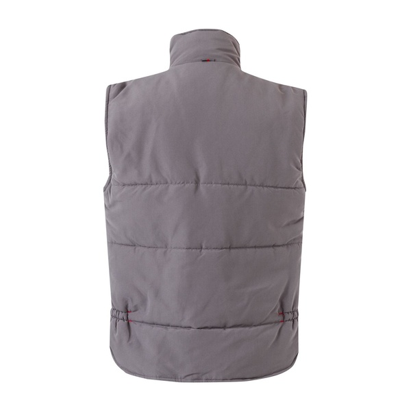 Gilet de travail matelassé bicolore multipoches Velilla gris rouge vue de dos