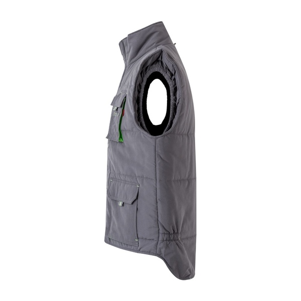 Gilet de travail matelassé bicolore multipoches Velilla gris vert vue de côté gauche