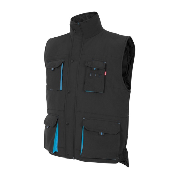 Gilet de travail matelassé bicolore multipoches Velilla noir bleu vue de face